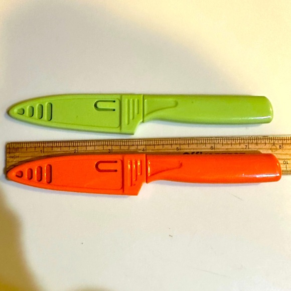 VTG ALL PURPOSE PARING NON STICK CERAMIC COATED BLADE SLEEVE GREEN ORANGE 7.75” - Picture 6 of 8